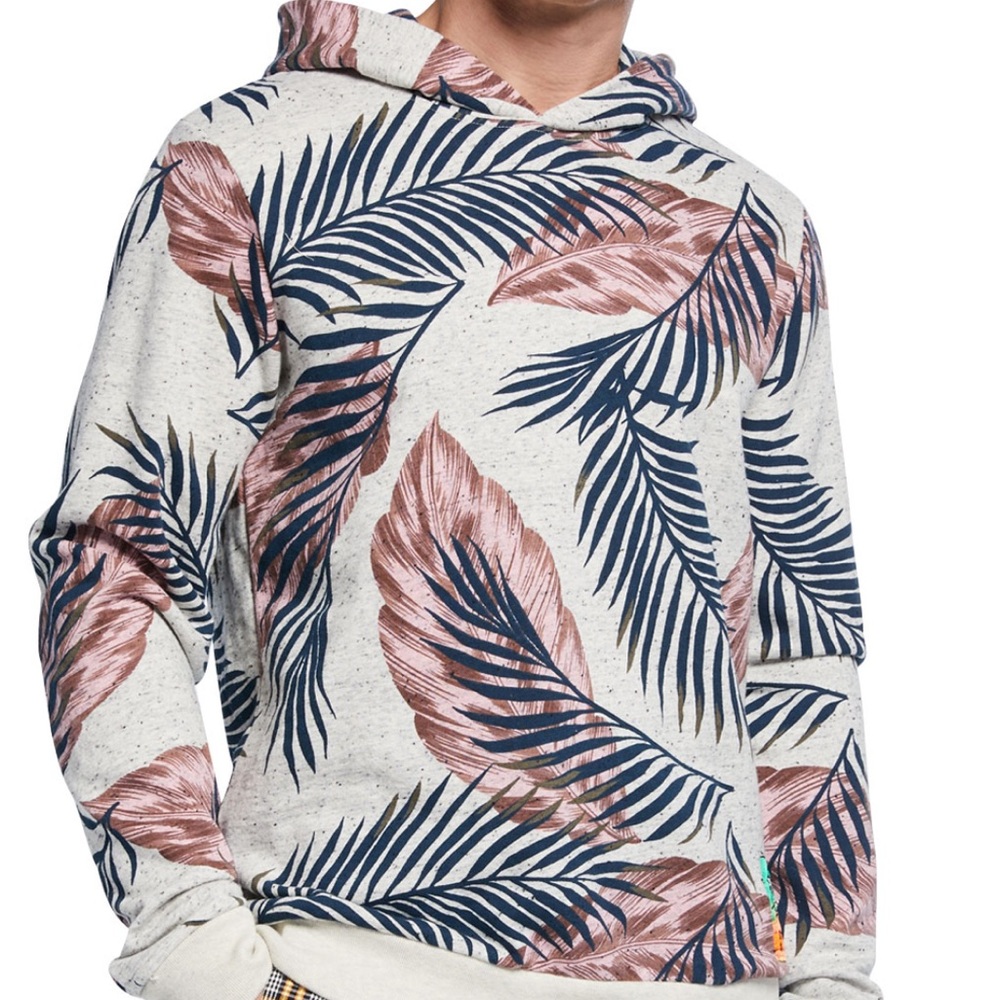 Scotch & Soda Men’s Palm Leaf Print Pullover Hoodie